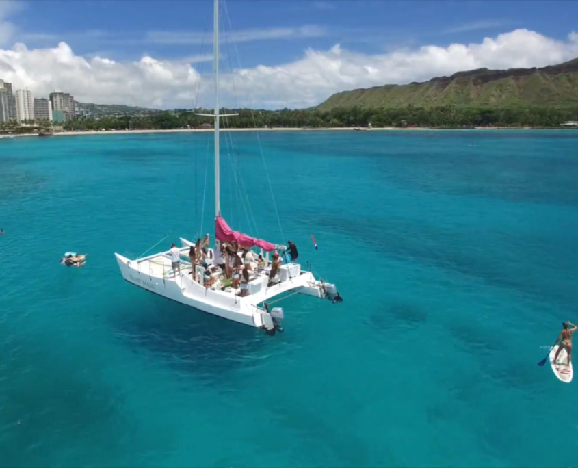 Private Charter on catamaran with Diamond Head