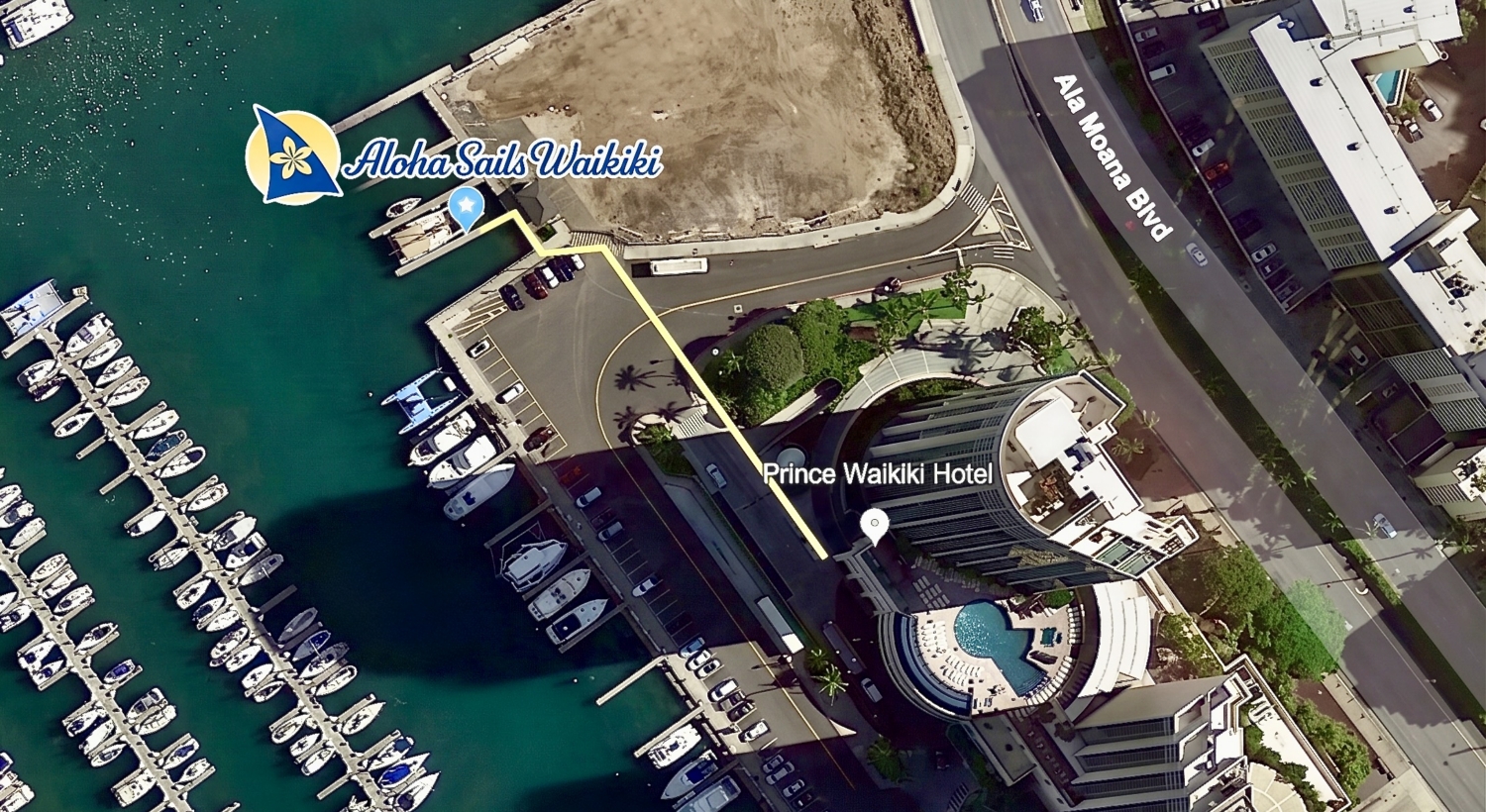 Aloha Sails Waikiki Map Launch Location