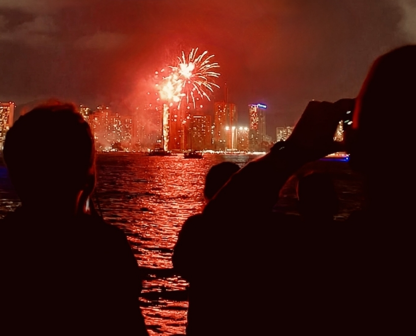 Catamaran Sail Hilton Hawaii Fireworks